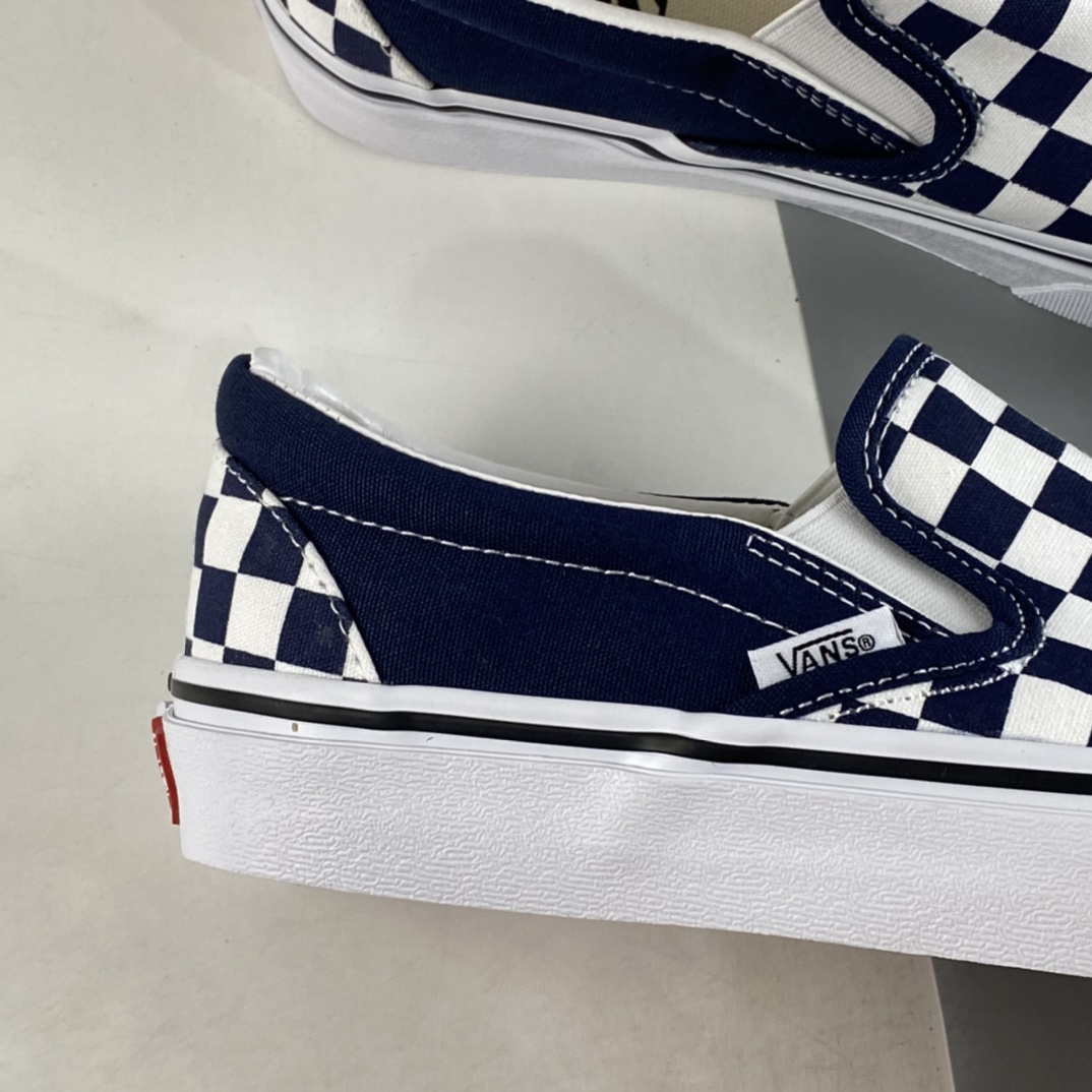 P140  Vans Slip-On 范斯官方同款 藏蓝棋盘格低帮休闲板鞋 VN0A5JMHARY