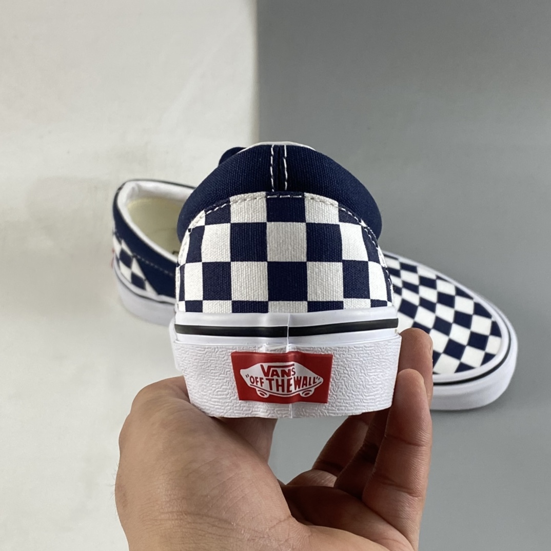 P140  Vans Slip-On 范斯官方同款 藏蓝棋盘格低帮休闲板鞋 VN0A5JMHARY