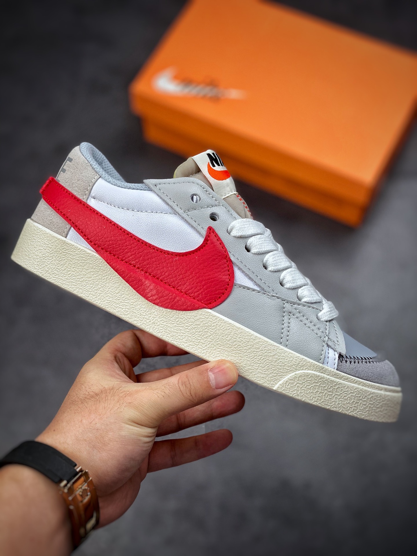 170 Nike Blazer Low’77 Jumbo 白灰红 经典百搭低帮开拓者休闲运动板鞋  DQ8769-100