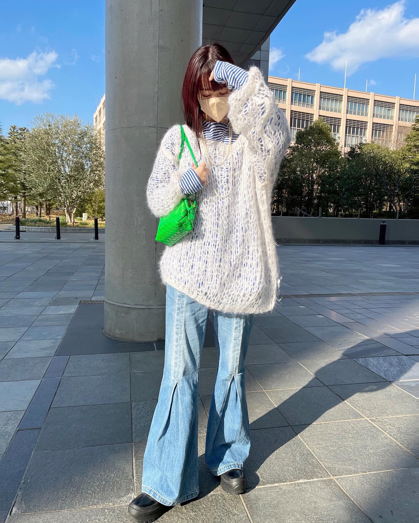Bottega Veneta LOOP 编织小方包 666683鹦鹉绿