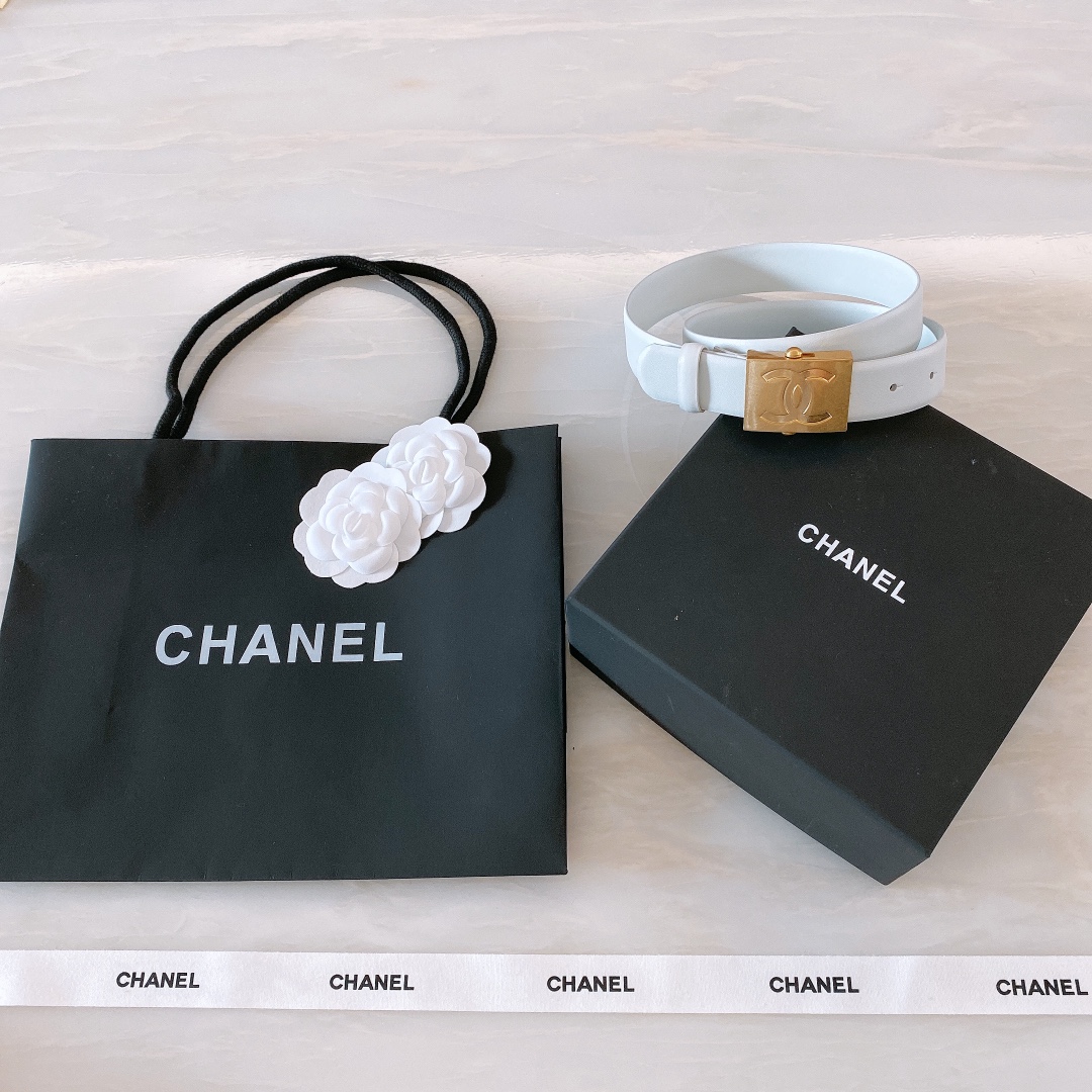 [Chanel Belts]chanelCC logo retro gilt gold metal calfskin belt 3.0mm boutique