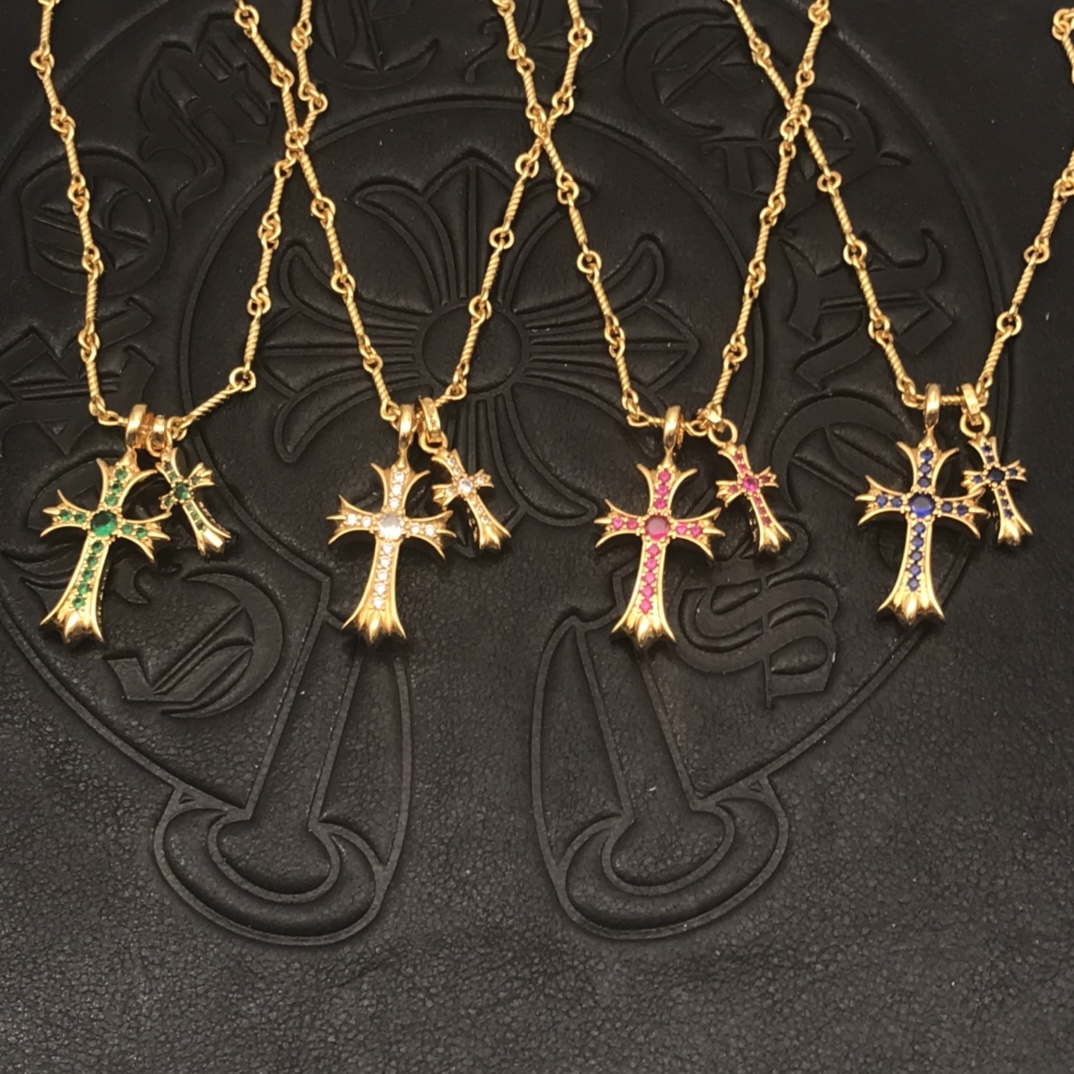 Chrome Hearts 克罗心22K双十字架系列项链