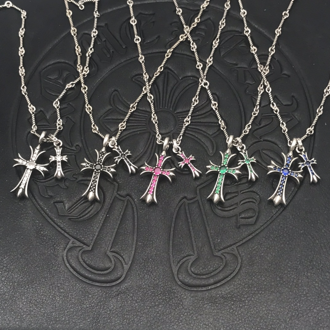Chrome Hearts 克罗心双十字架项链做旧款系列