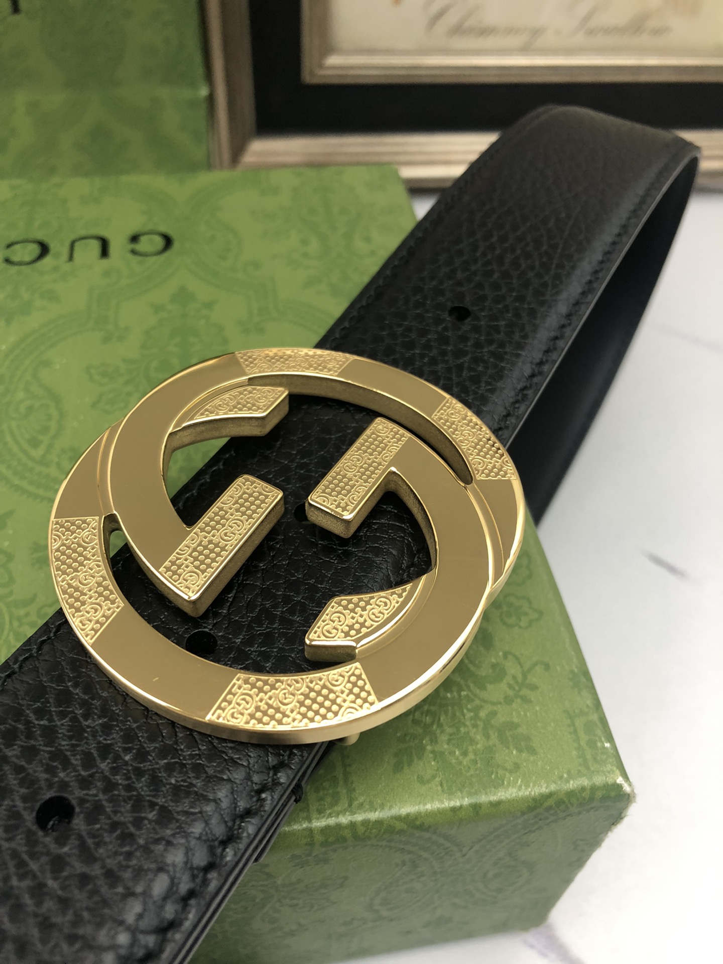 Gucci[正]经典款黑色色Togo荔枝纹内衬头层小牛皮黑底搭配原单扣原厂皮料订制！