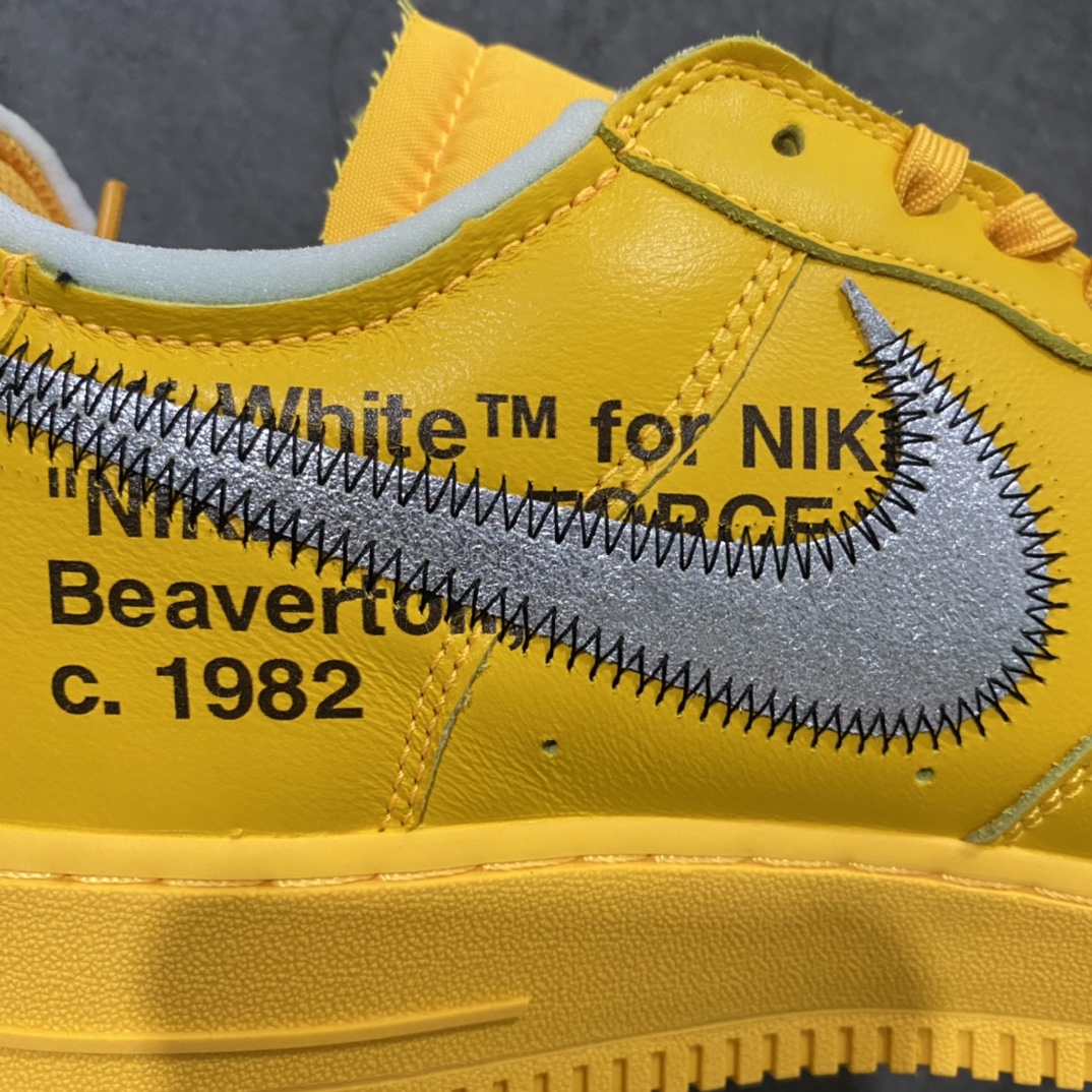图片[8]-渠道纯原版 Nike Air Force1 X Off White AF1 OW 黄色色艺术馆 DD1876-700 重金购入原鞋开发 耗时多个月开发打造 北美突袭发售一波 现正品价格逼近两万元大关 市面唯一使用正确批次卡色 Prime Asia 贝利原厂皮料 （与zp无色差）原楦原纸板 确保最大程度还原鞋头采用数码冲孔 清洁度完美 正确中底双色四线拉帮 侧面字体采用原厂高频工艺 多层印刷加厚处理 立体清晰 区分市面单层油墨印刷 原厂防盗扣 原档案大底 第一批仅1200双 外贸客户必主推版本 尺码 36 36.5 37.5 38 38.5 39 40 40.5 41 42 42.5 43 44 44.5 45 46 47.5-选品中心