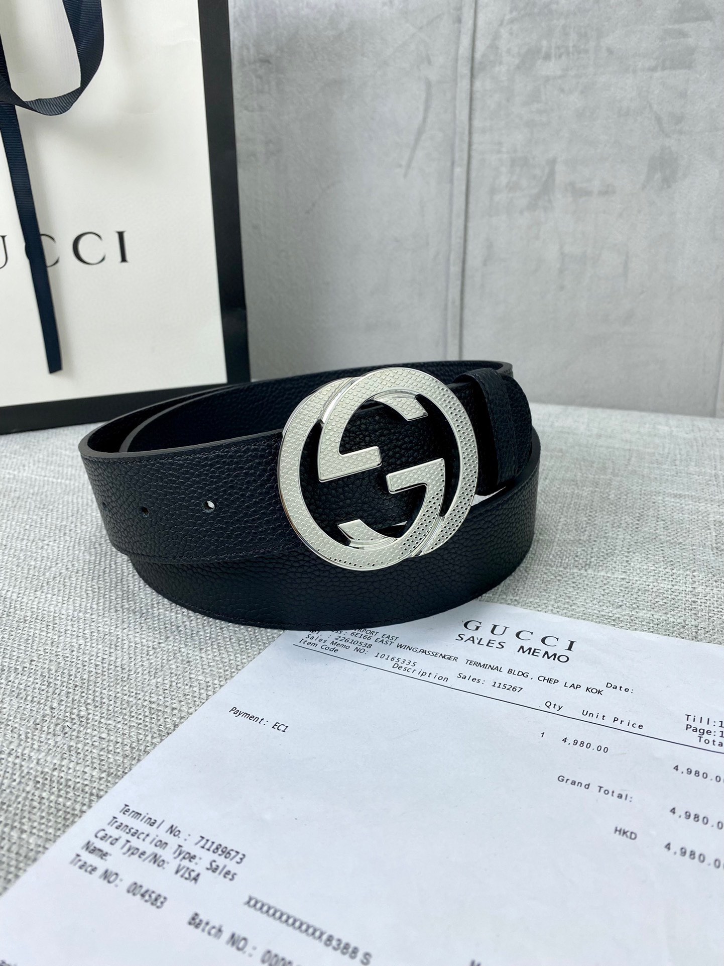 宽度3.8cm GG Marmont系列每一季都会推陈出新双色头层牛皮腰带
