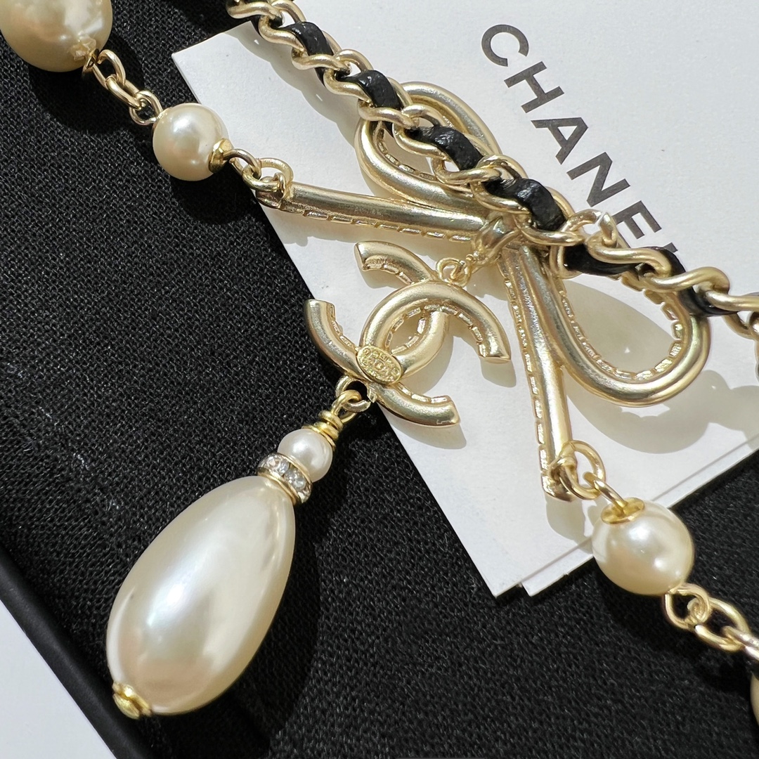 新款☑️CHANEL香奈儿双c蝴蝶结双层珍珠项链