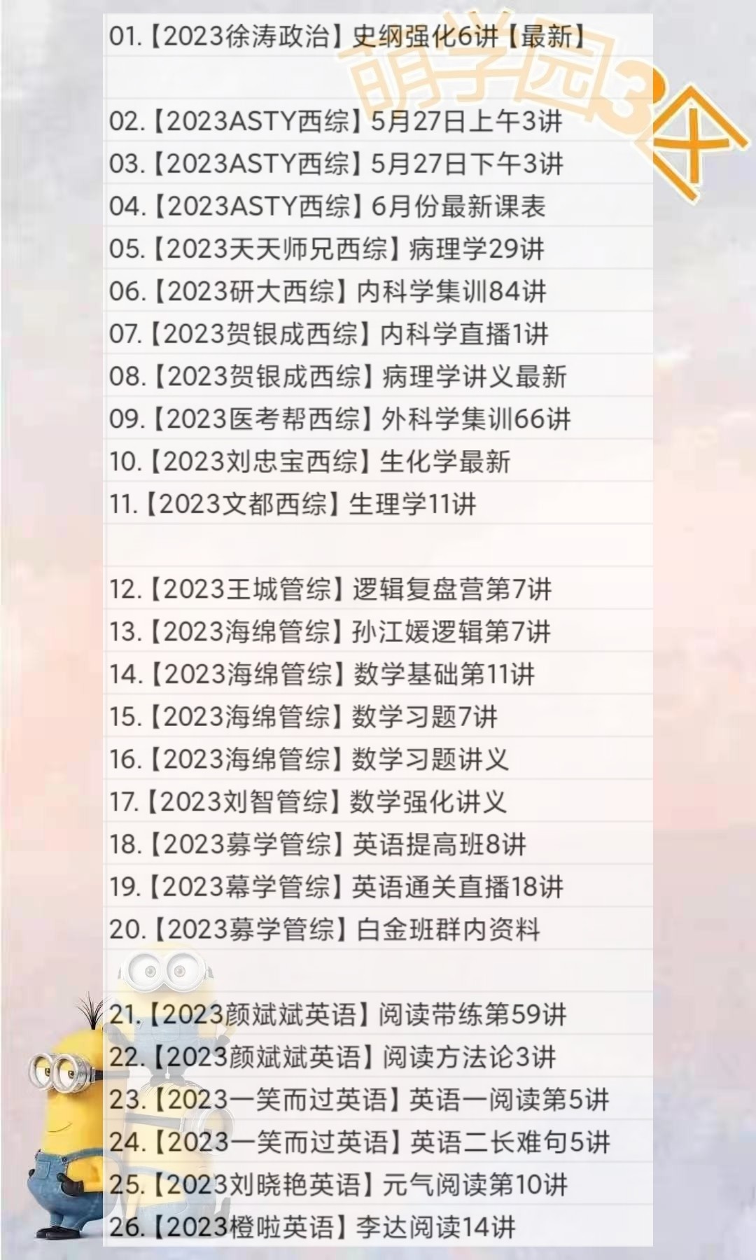 萌学院区05月30号更新 ?2023考研公共课 ?2023考研专业课 ?2022研究生复试
