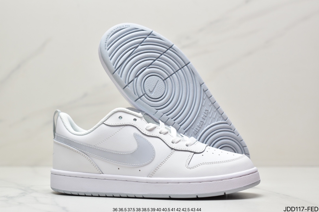 120 耐克Nike Court Borough Low 2”Grey/White/Lake Blue”学院系列休闲运动皮革板鞋BQ5448