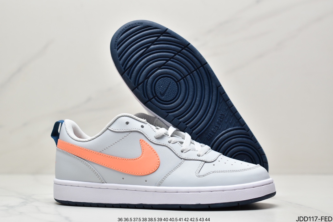120 耐克Nike Court Borough Low 2”Grey/White/Lake Blue”学院系列休闲运动皮革板鞋BQ5448
