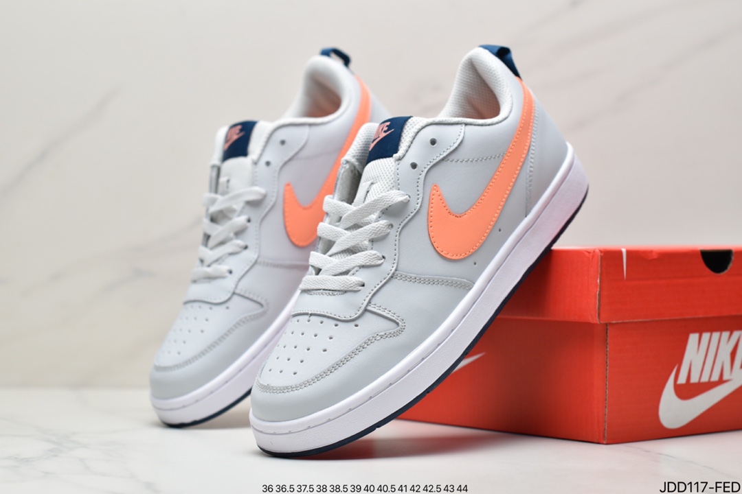 120 耐克Nike Court Borough Low 2”Grey/White/Lake Blue”学院系列休闲运动皮革板鞋BQ5448