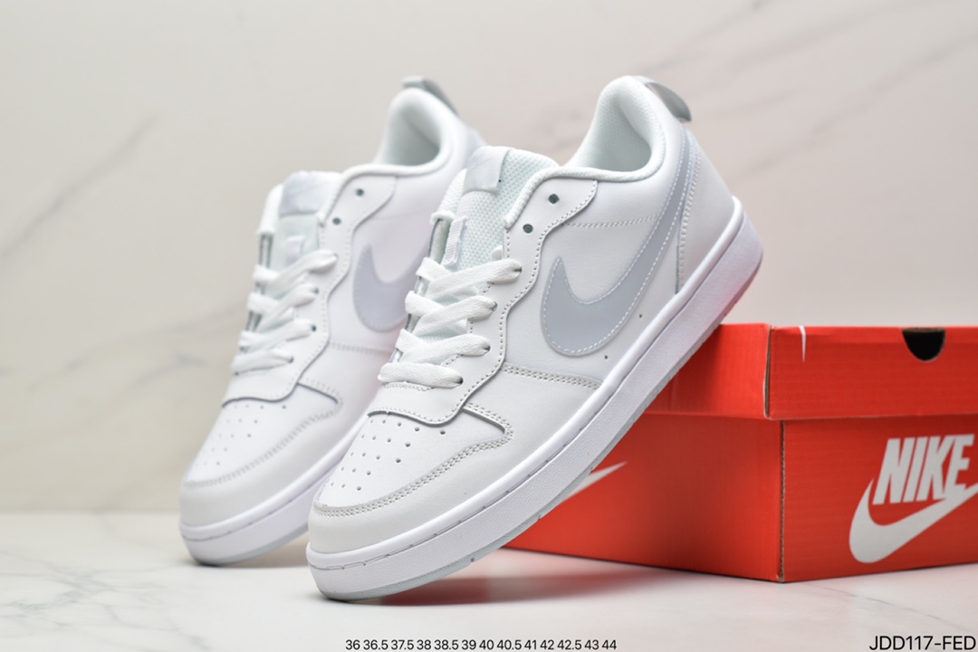 120 耐克Nike Court Borough Low 2”Grey/White/Lake Blue”学院系列休闲运动皮革板鞋BQ5448
