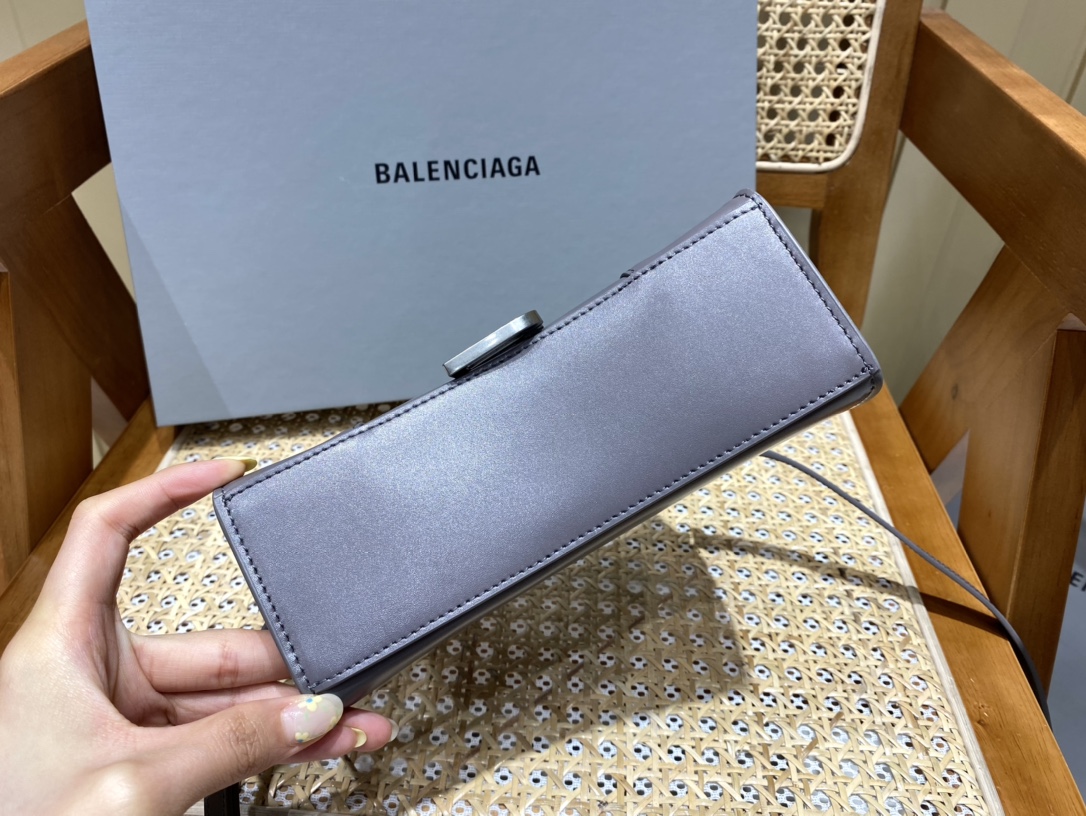 Balenciaga Hourglass XS 19CM BAG 平纹沙漏包 592833灰色/银扣