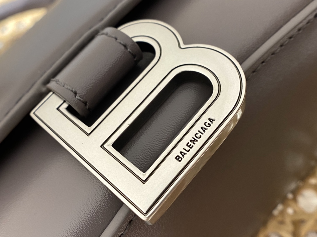 Balenciaga Hourglass XS 19CM BAG 平纹沙漏包 592833灰色/银扣