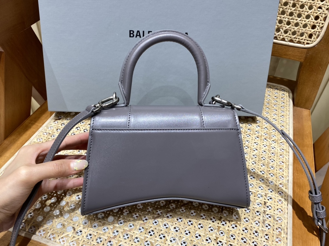 Balenciaga Hourglass XS 19CM BAG 平纹沙漏包 592833灰色/银扣