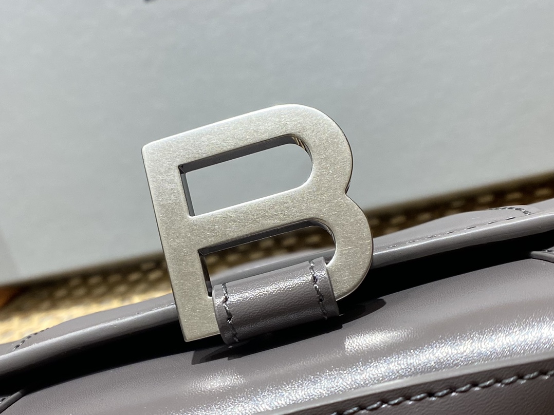 Balenciaga Hourglass XS 19CM BAG 平纹沙漏包 592833灰色/银扣