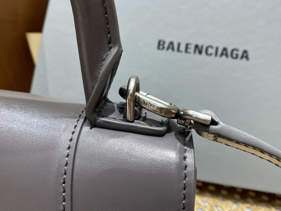 Balenciaga Hourglass XS 19CM BAG 平纹沙漏包 592833灰色/银扣