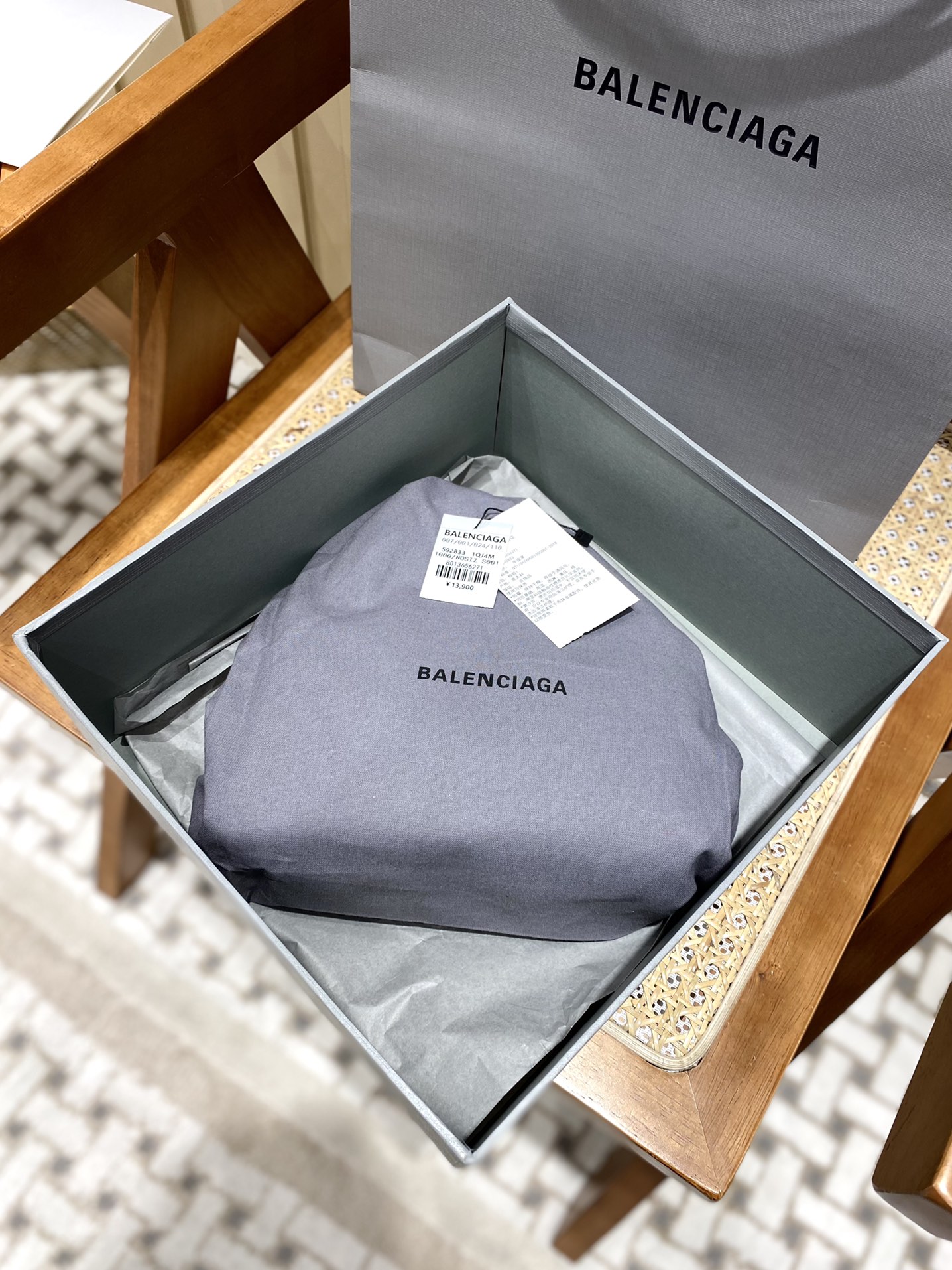 Balenciaga Hourglass XS 19CM BAG 平纹沙漏包 592833灰色/银扣