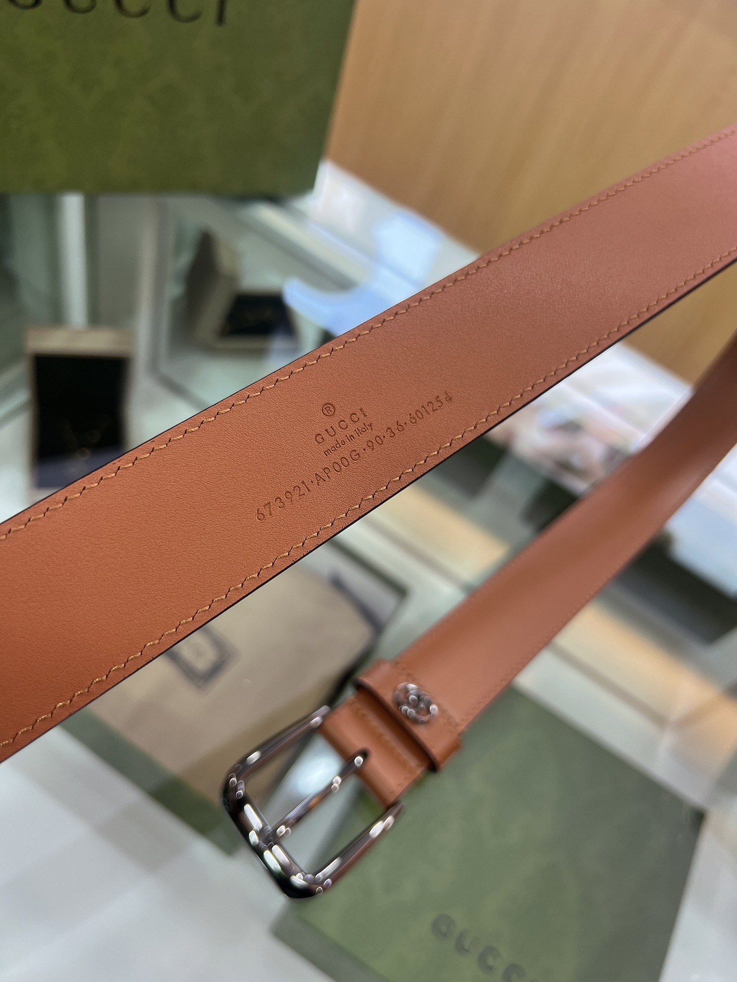 Gucci古驰   双G专柜新款双面头层牛皮纯铜五金电镀3.5cm腰带