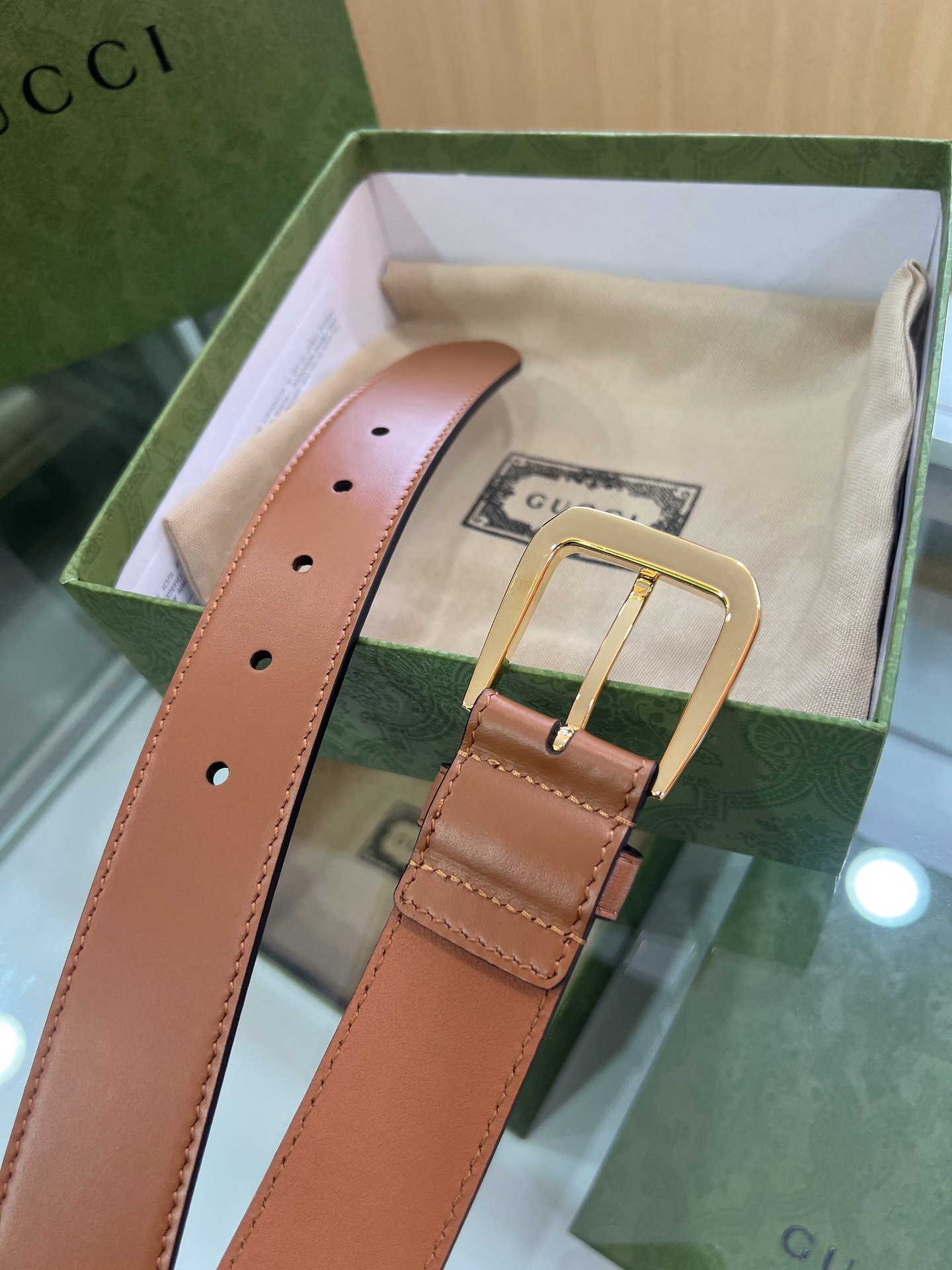 Gucci古驰   双G专柜新款双面头层牛皮纯铜五金电镀3.5cm腰带