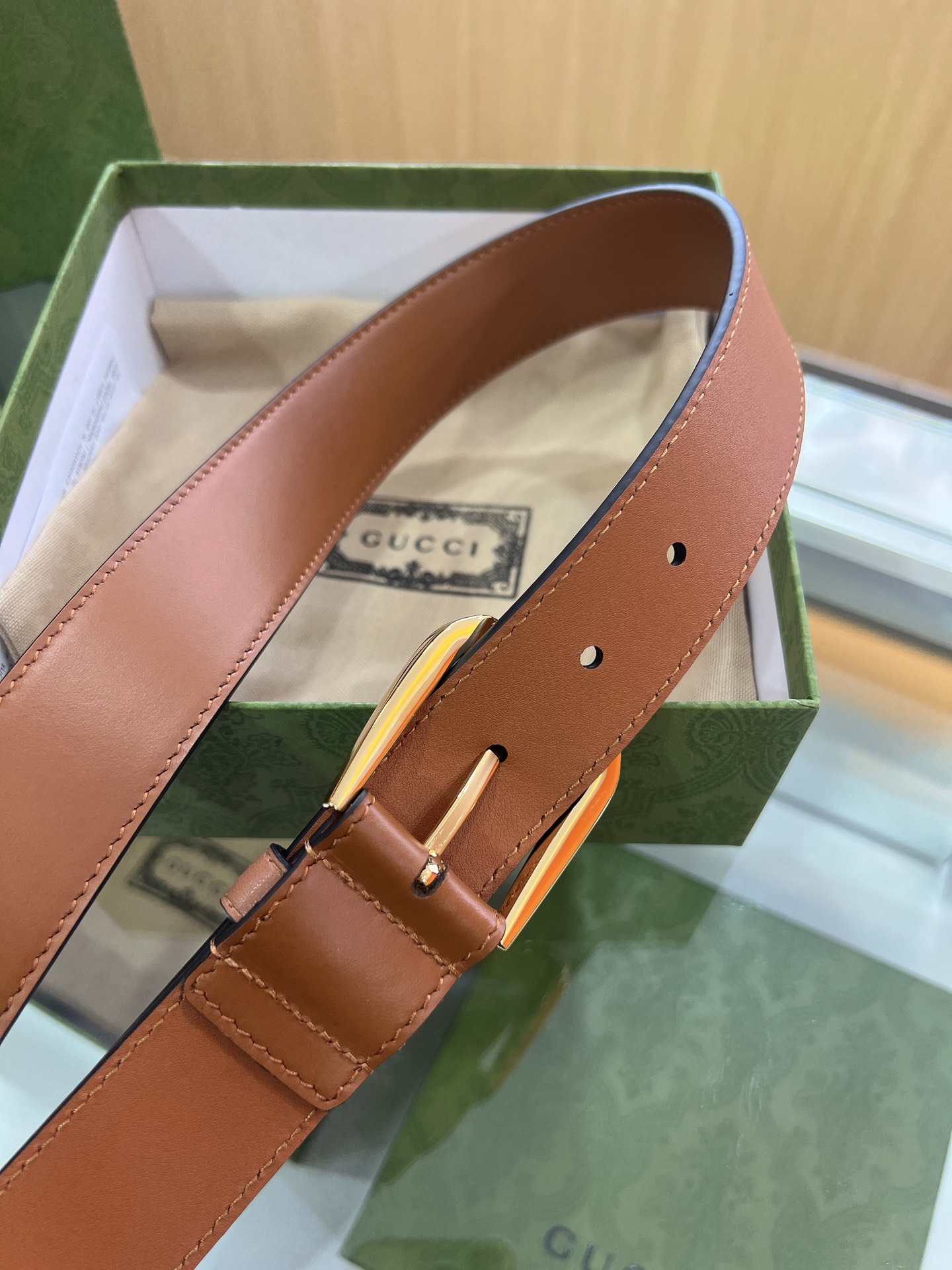Gucci古驰   双G专柜新款双面头层牛皮纯铜五金电镀3.5cm腰带