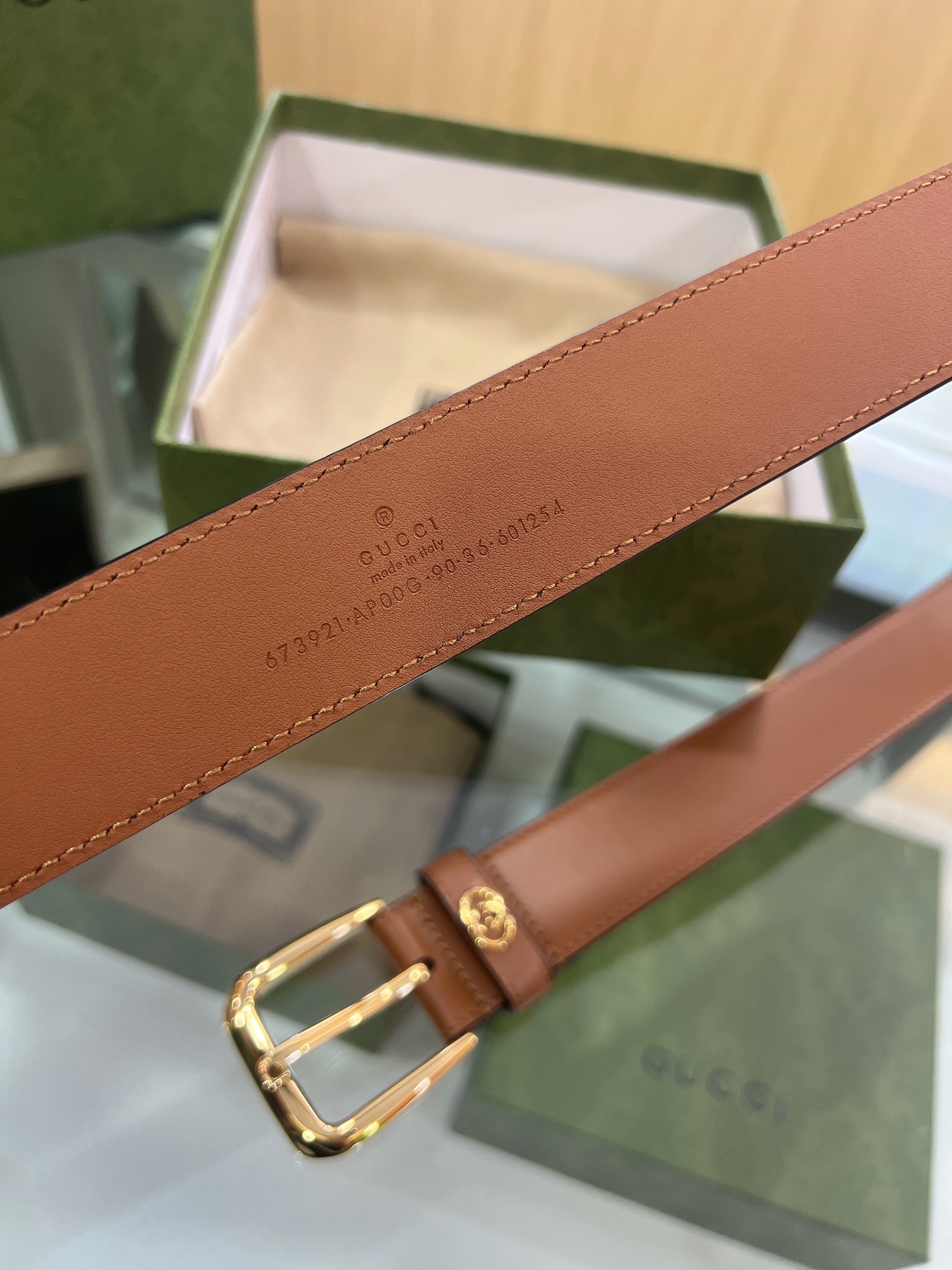 Gucci古驰   双G专柜新款双面头层牛皮纯铜五金电镀3.5cm腰带