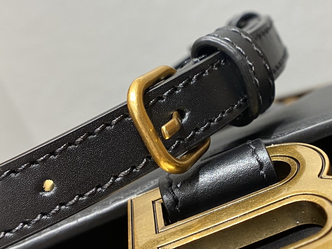 Balenciaga Hourglass XS 19CM BAG 平纹沙漏包 592833黑色/金扣