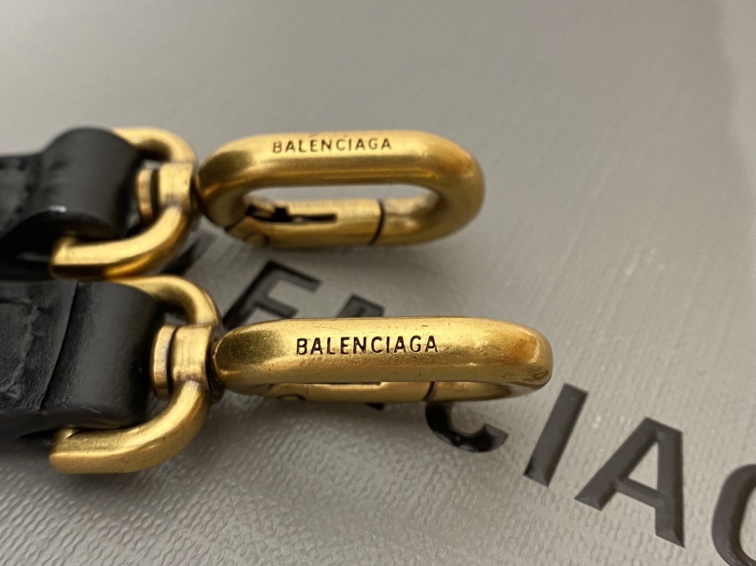 Balenciaga Hourglass XS 19CM BAG 平纹沙漏包 592833黑色/金扣