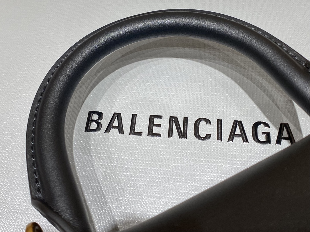 Balenciaga Hourglass XS 19CM BAG 平纹沙漏包 592833黑色/金扣