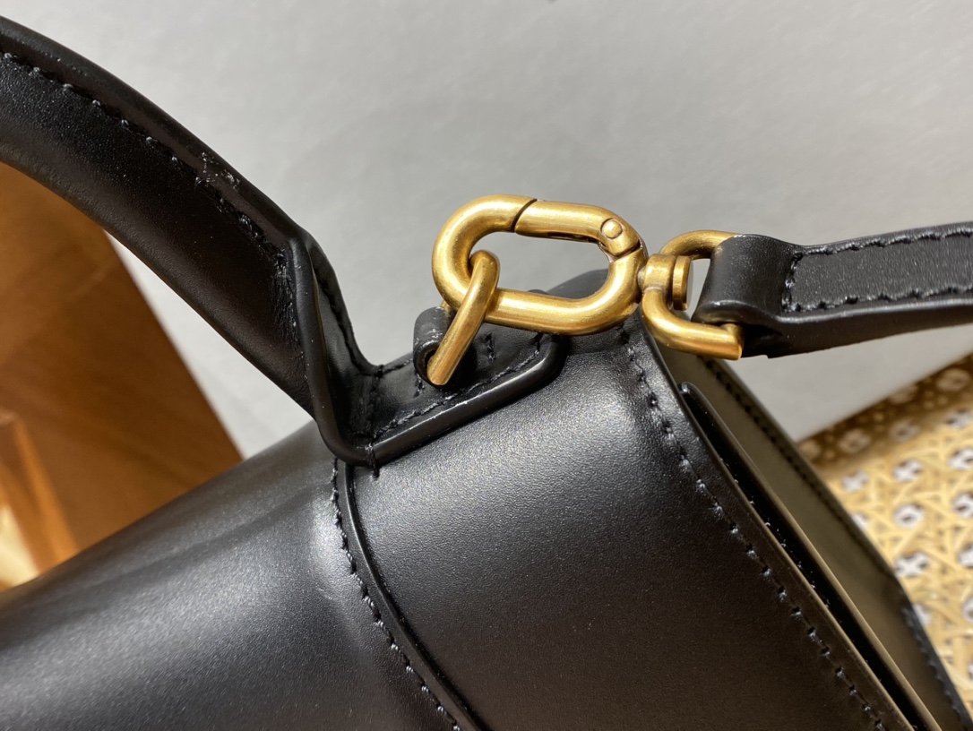 Balenciaga Hourglass XS 19CM BAG 平纹沙漏包 592833黑色/金扣