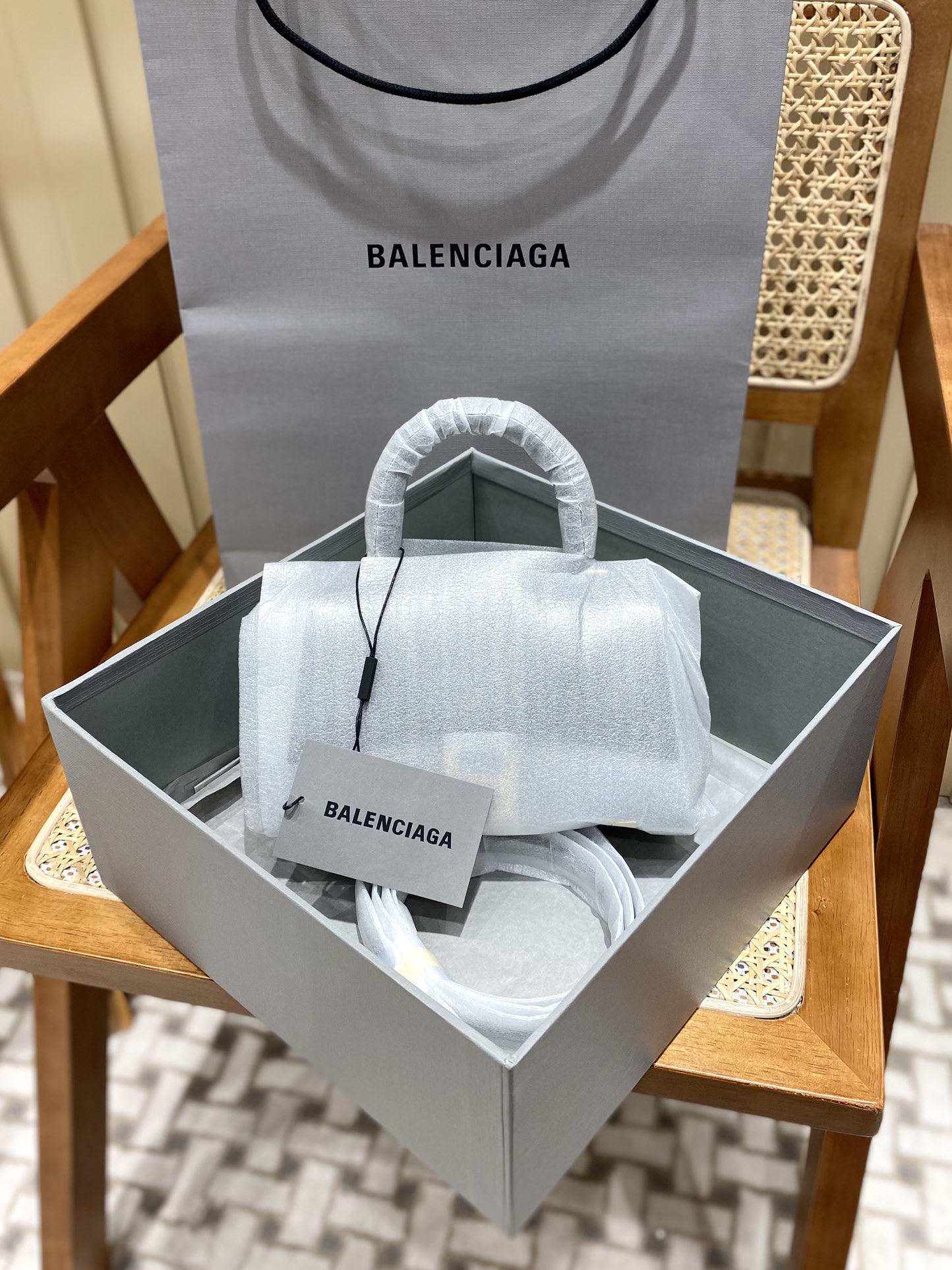 Balenciaga Hourglass XS 19CM BAG 平纹沙漏包 592833黑色/金扣
