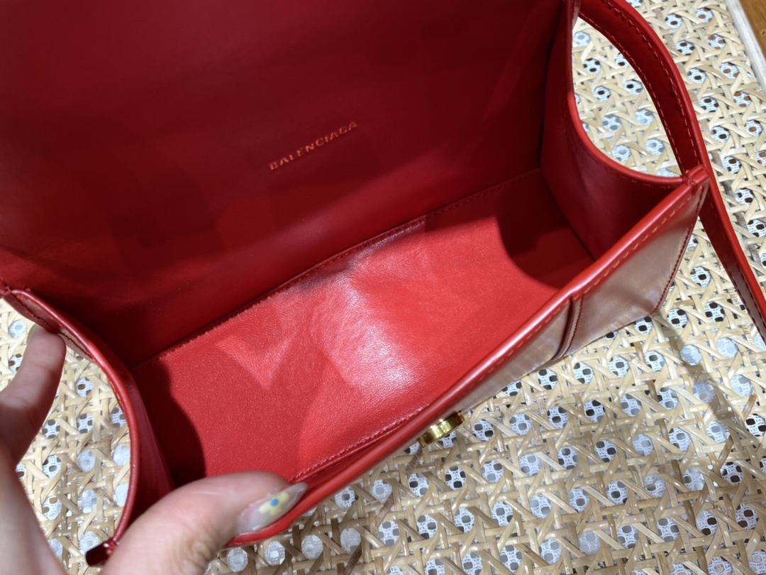 Balenciaga Hourglass XS 19CM BAG 平纹沙漏包 592833红色/金扣