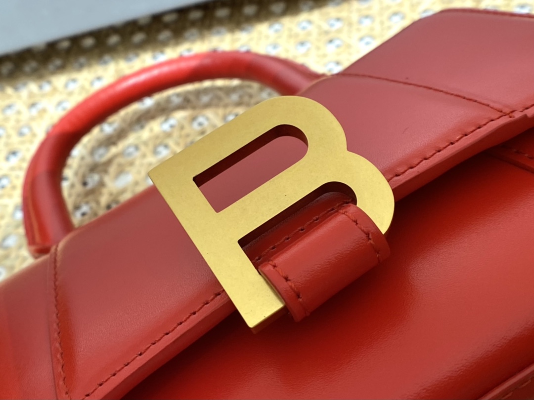 Balenciaga Hourglass XS 19CM BAG 平纹沙漏包 592833红色/金扣