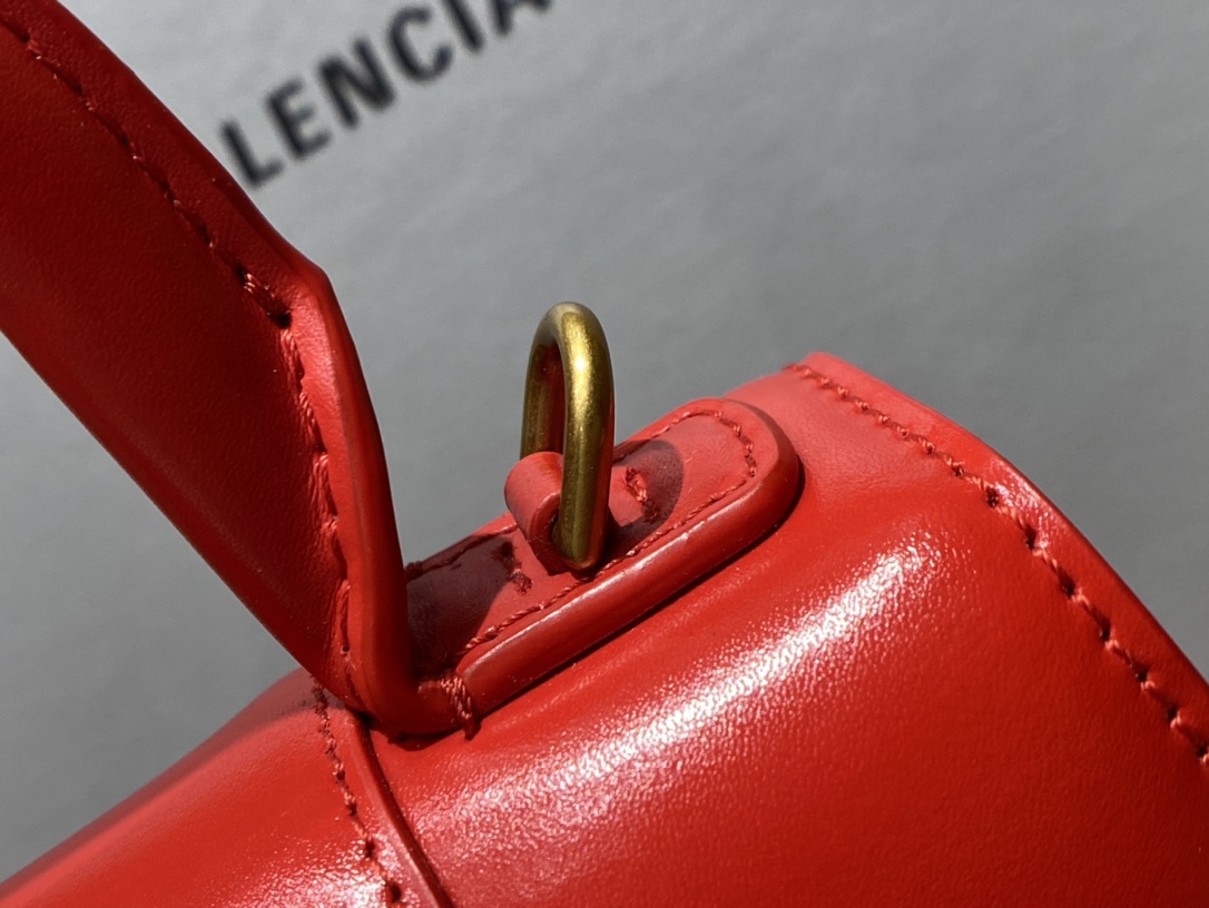 Balenciaga Hourglass XS 19CM BAG 平纹沙漏包 592833红色/金扣