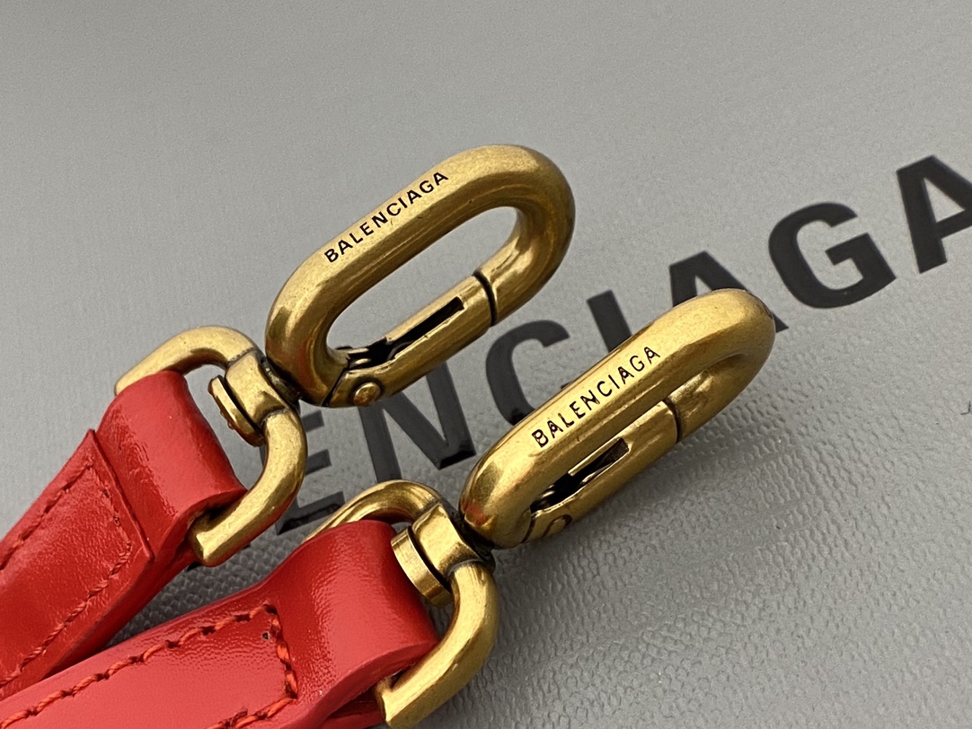 Balenciaga Hourglass XS 19CM BAG 平纹沙漏包 592833红色/金扣