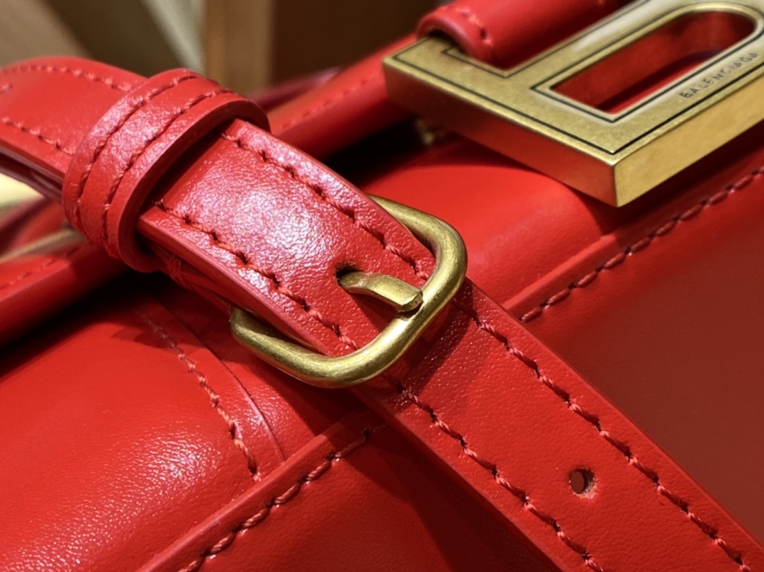 Balenciaga Hourglass XS 19CM BAG 平纹沙漏包 592833红色/金扣