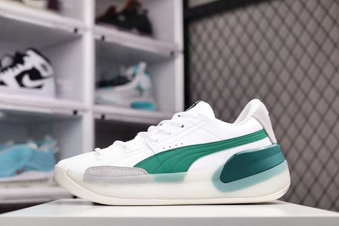 H0  公司级 Puma Clyde Hardwood 百搭单品Puma Clyde Hardwood 库兹马 原盒真标 内置气垫 拼色皮面透气针织 低帮实战耐磨缓震篮球鞋885XQ