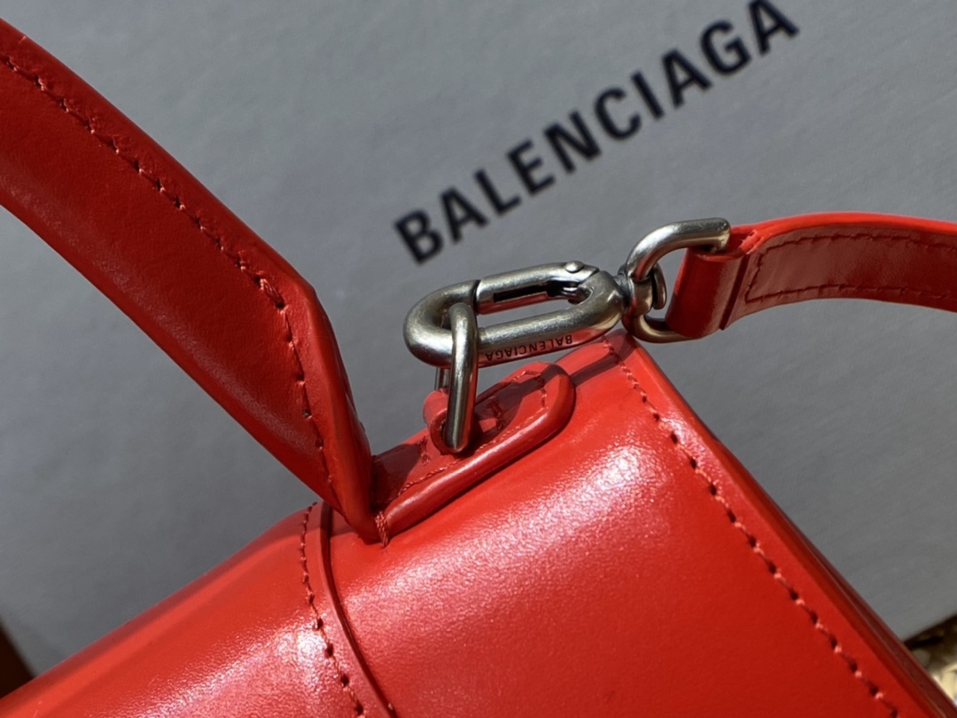 Balenciaga Hourglass S 23CM 平纹纹沙漏包 593546红色/红扣