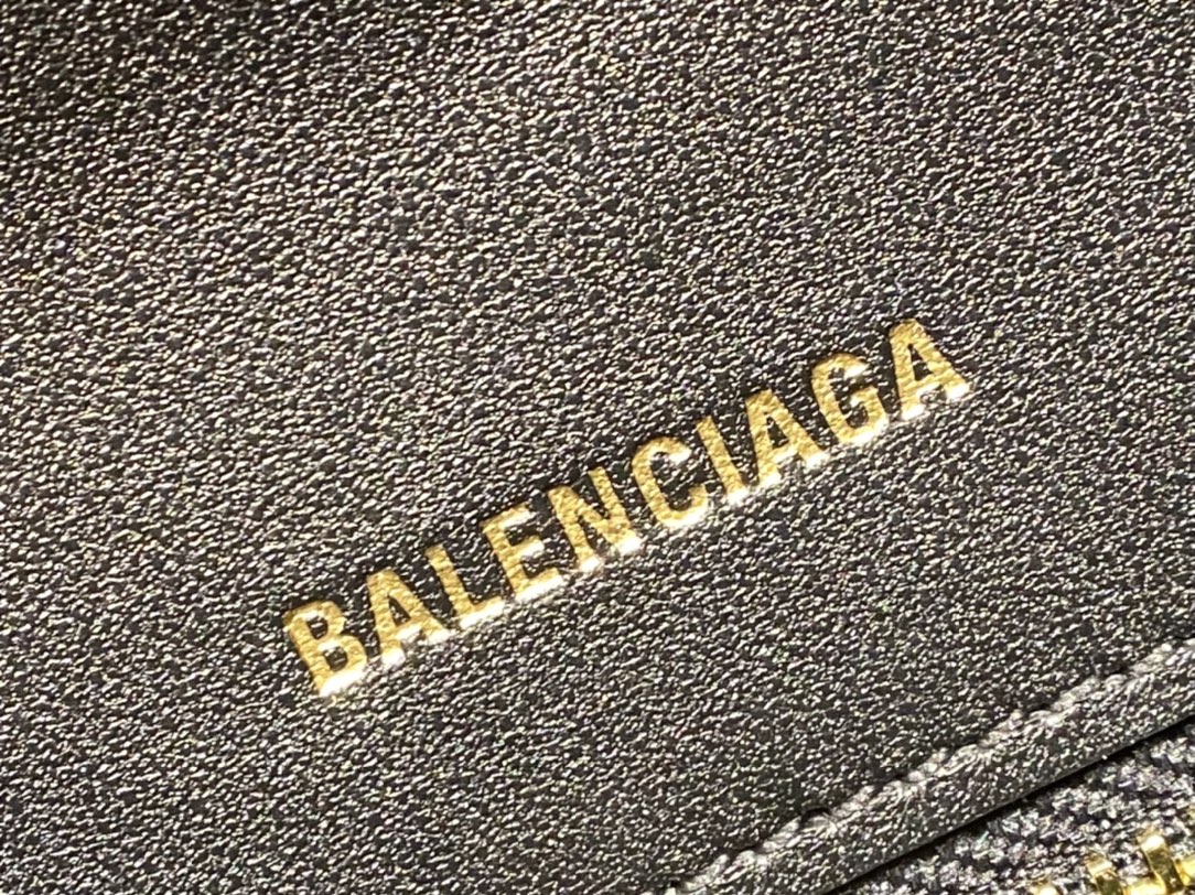 Balenciaga Hourglass S 23CM 平纹纹沙漏包 593546黑色/金扣