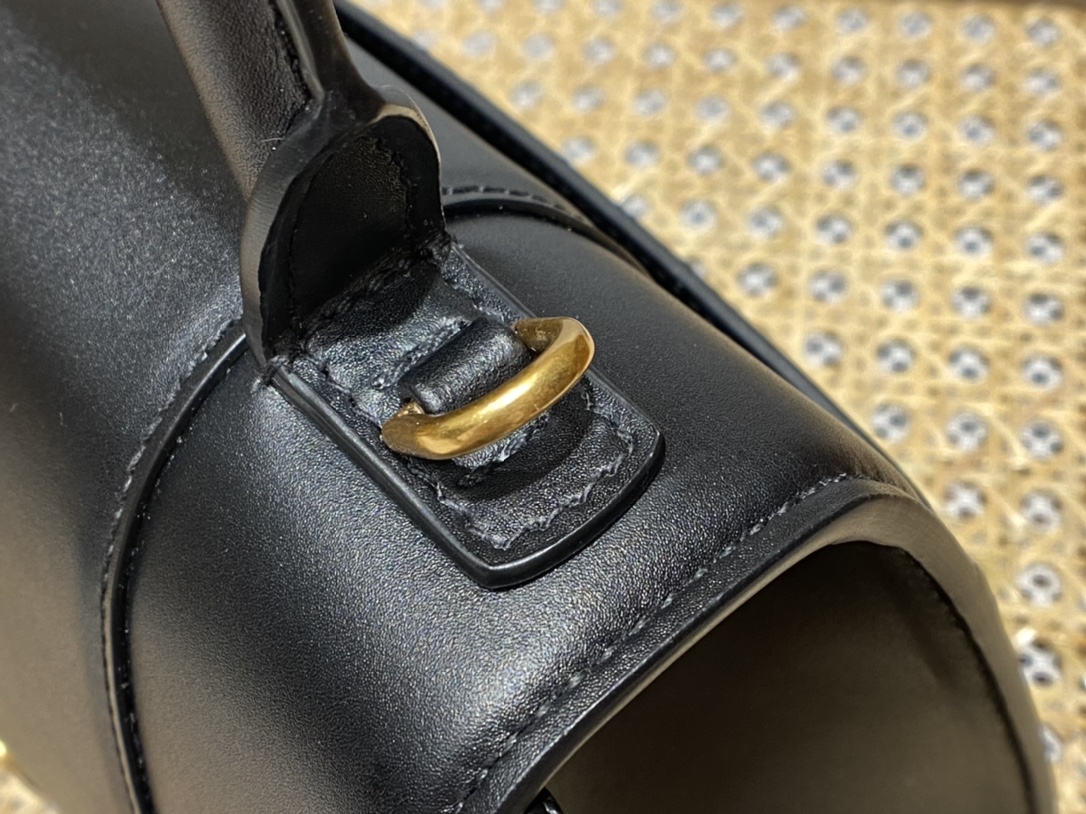 Balenciaga Hourglass S 23CM 平纹纹沙漏包 593546黑色/金扣