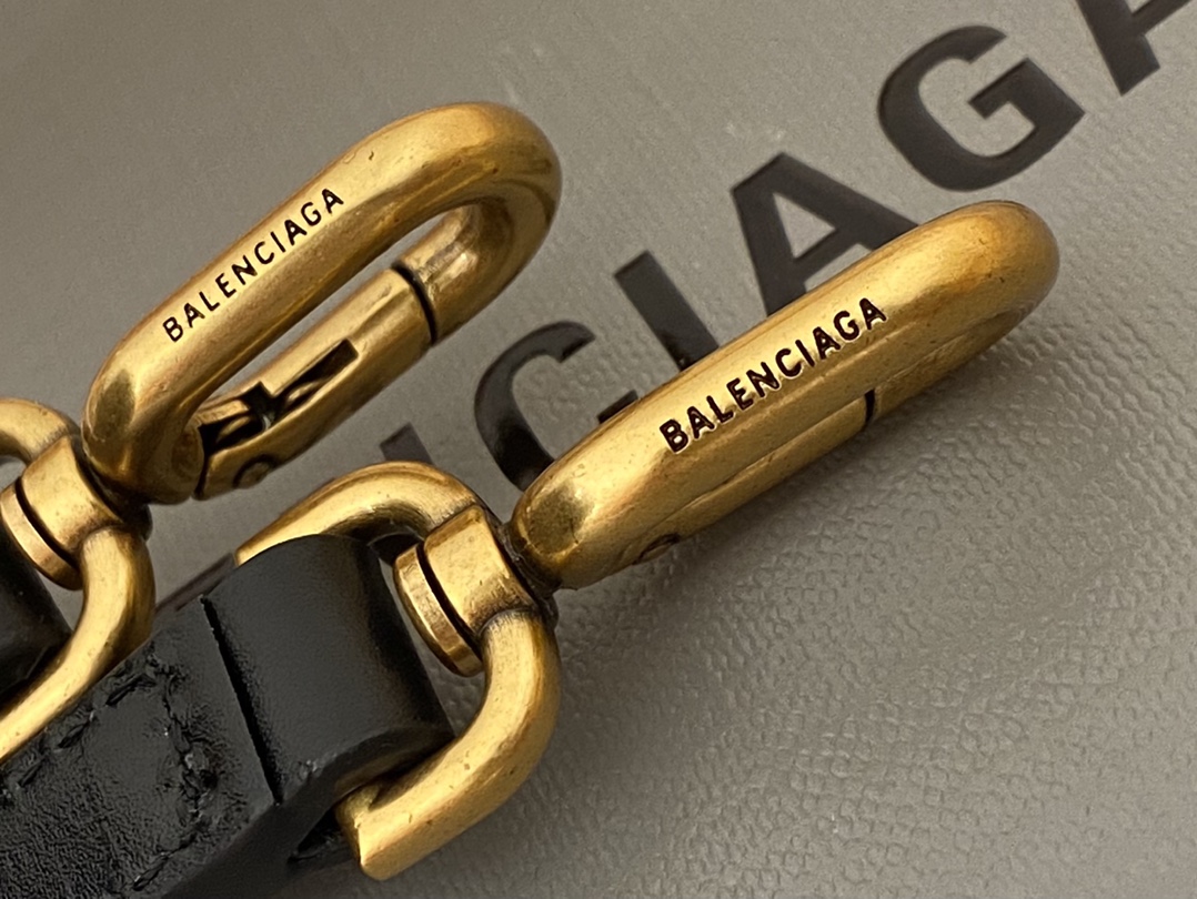 Balenciaga Hourglass S 23CM 平纹纹沙漏包 593546黑色/金扣