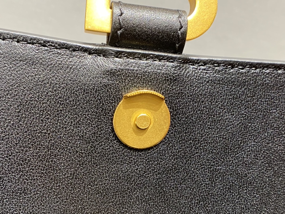 Balenciaga Hourglass S 23CM 平纹纹沙漏包 593546黑色/金扣