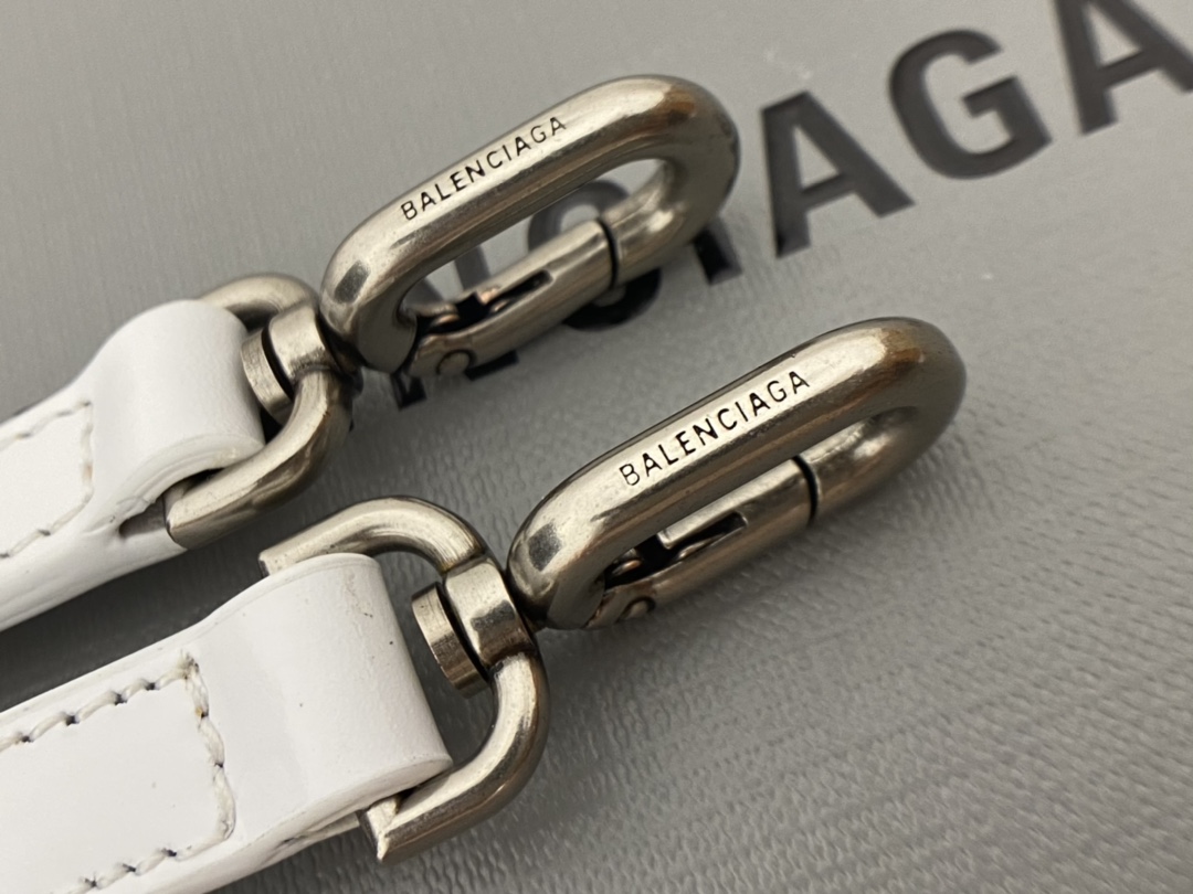 Balenciaga Hourglass S 23CM 平纹纹沙漏包 593546奶白色/白扣