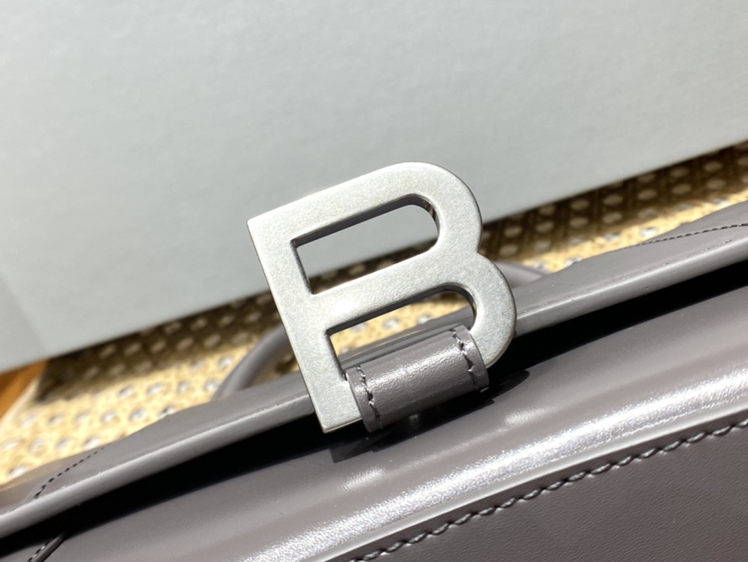 Balenciaga Hourglass S 23CM 平纹纹沙漏包 593546灰色/银扣