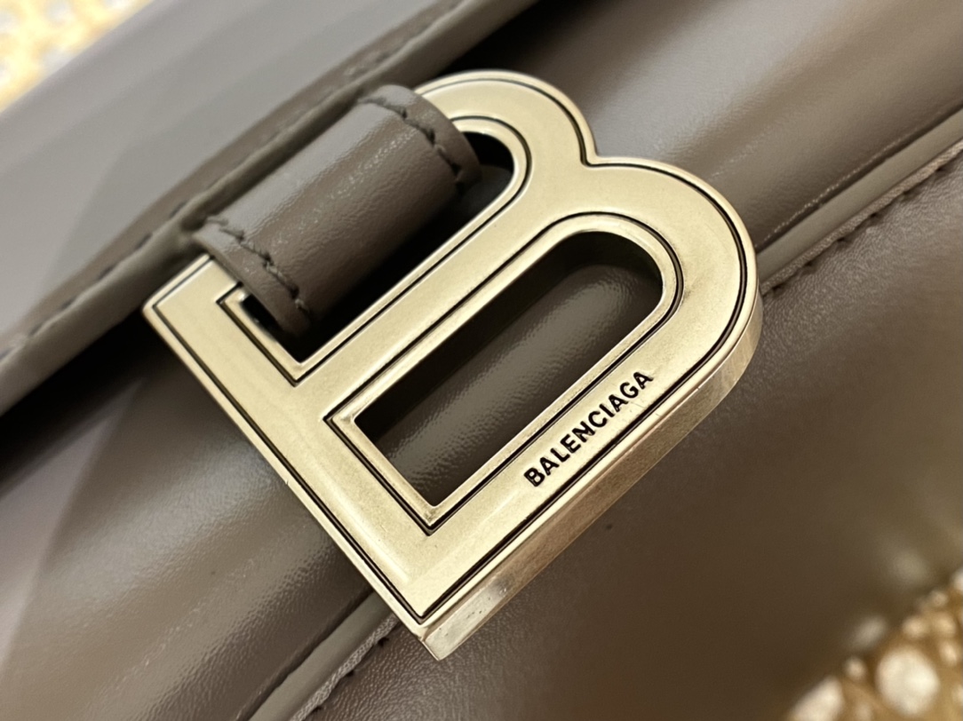 Balenciaga Hourglass S 23CM 平纹纹沙漏包 593546灰色/银扣