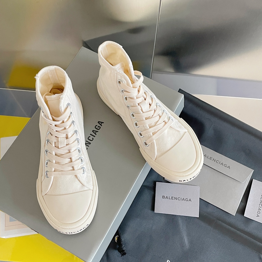 Versión superior: bota alta BALENCIAGA aris, desgastada, graffiti, estampada, sucia, raída, zapatos de lona, ​​zapatill…