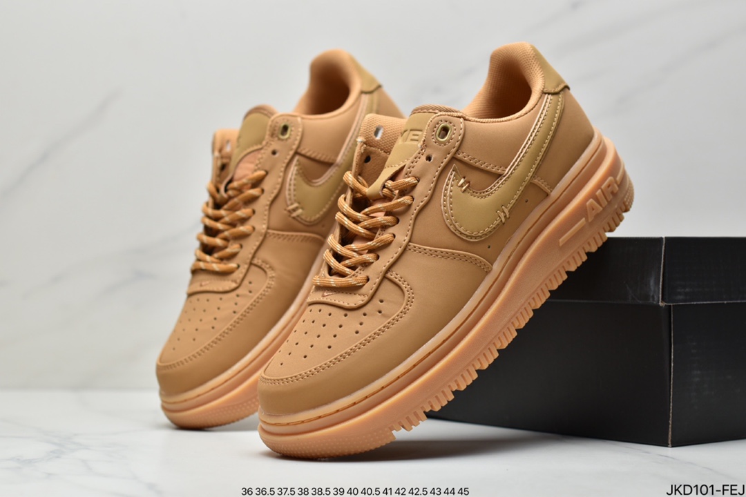 160 Nike Air Force 1 Low Luxe”Black/Gum”空军一号改良防滑厚底低帮百搭休闲运动板鞋DB4109