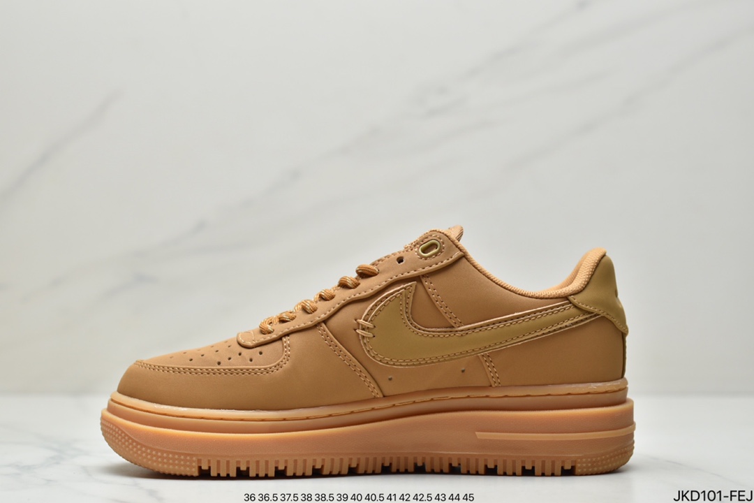 160 Nike Air Force 1 Low Luxe”Black/Gum”空军一号改良防滑厚底低帮百搭休闲运动板鞋DB4109