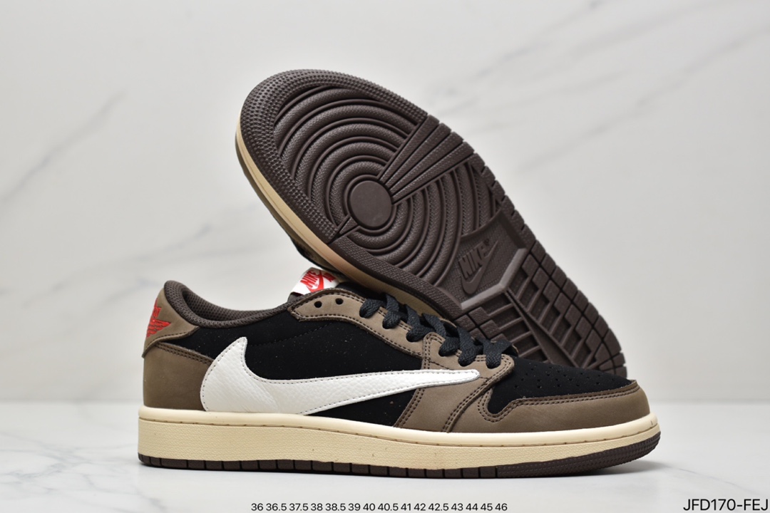 170 乔丹/Air Jordanaj1 Travis Scott x Air Jordan 1 Low 拖鞋乔1低帮联名TS低帮倒钩深棕CQ4277