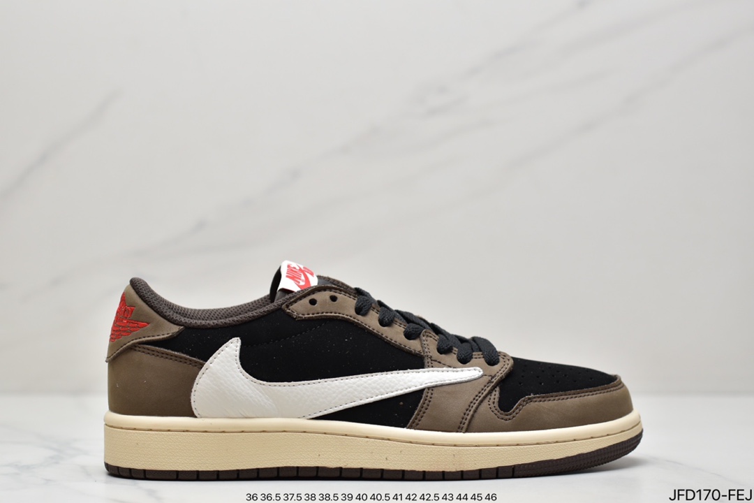 170 乔丹/Air Jordanaj1 Travis Scott x Air Jordan 1 Low 拖鞋乔1低帮联名TS低帮倒钩深棕CQ4277